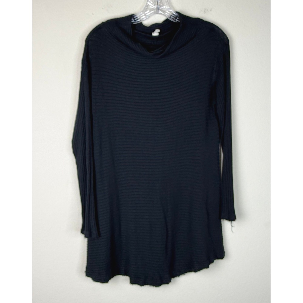 We The Free Tunic Women M Black Cowl Neck Ribbed Open Back Long Sleeve Top